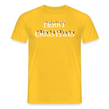 Merry Christmas String lights gift - Men's T-Shirt - yellow - Front - AI Model Male 178 dark (178cm)