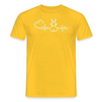 ECG ligne de cœur de lapin avec cadeau de cœur - T-shirt homme - jaune - Devant - AI Model Male 178 dark (178cm)