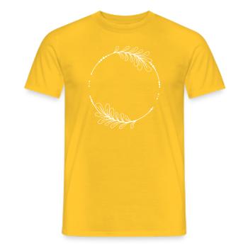 Cadre circulaire blanc avec feuilles - T-shirt homme - jaune - Devant - AI Model Male 178 dark (178cm)