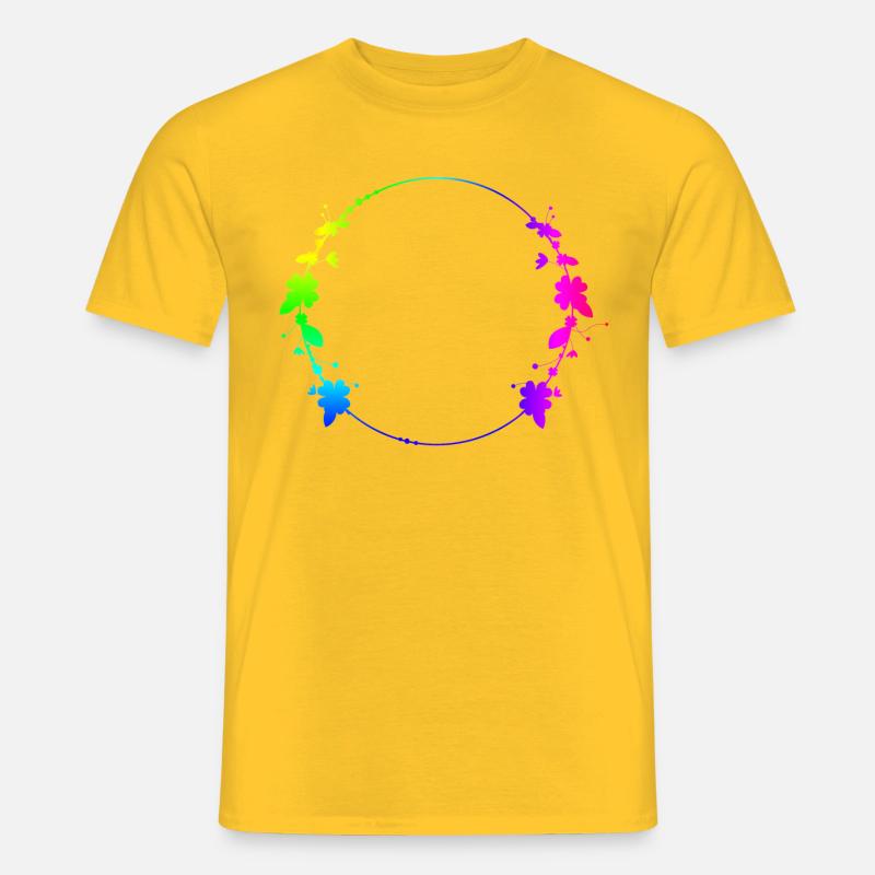 Bunter Rahmen mit Blumen - Männer T-Shirt - Gelb