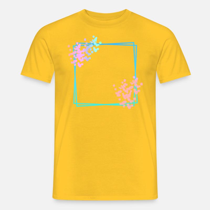 Blue square frame with dots - Men's T-Shirt - yellow