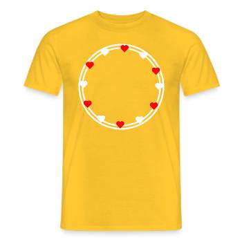 Cœurs en décoration de cadre rond Circulaire - T-shirt homme - jaune - Devant - AI Model Male 178 dark (178cm)