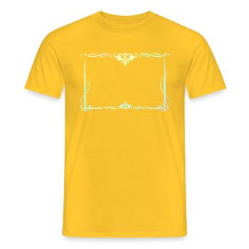 Colorful rectangular frame with ornaments - Men's T-Shirt - yellow - Front - AI Model Male 178 dark (178cm)
