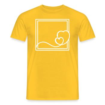 White Heart Frame Square Decoration - Men's T-Shirt - yellow - Front - AI Model Male 178 dark (178cm)