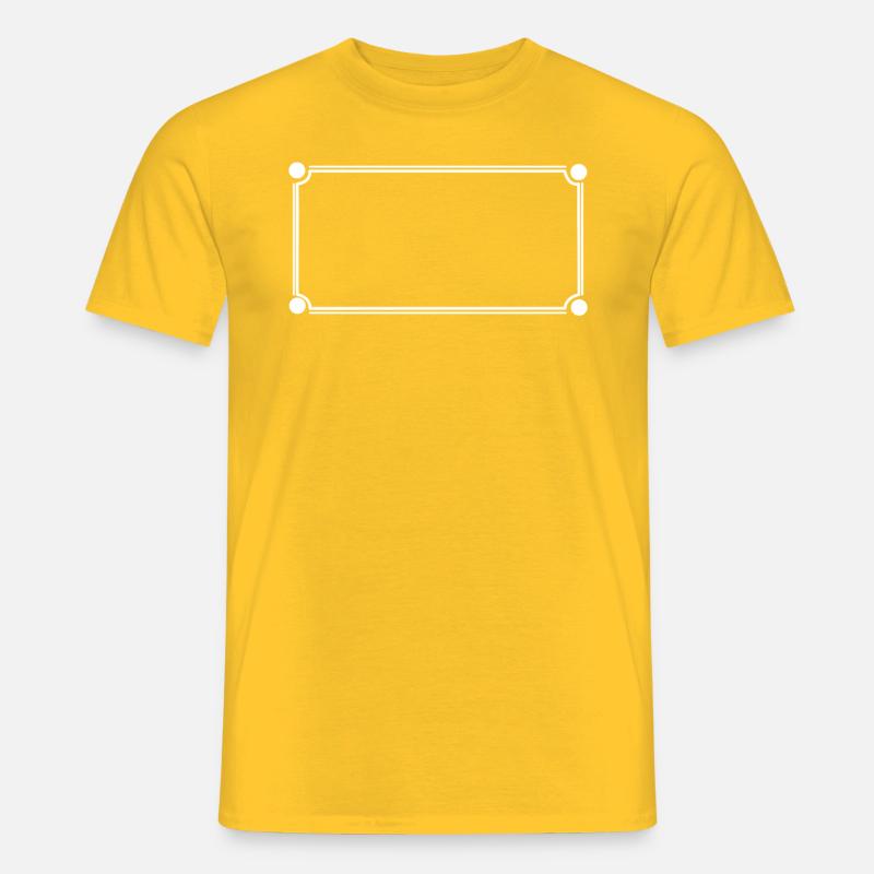 Simple Frame Rectangular Shape Decoration - Men’s T-shirt - yellow