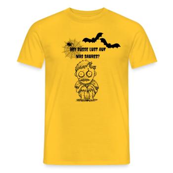 Hey Süße Lust auf was Saures Halloween Kostüm - Männer T-Shirt - Gelb - Vorne - AI Model Male 178 dark (178cm)