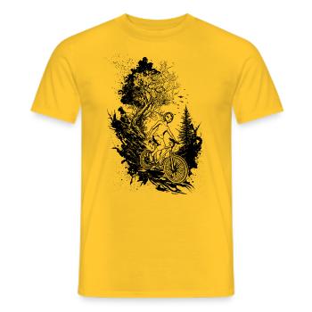 Abenteuerliches Mountainbike -Design in der Natur. - Männer T-Shirt - Gelb - Vorne - AI Model Male 178 dark (178cm)