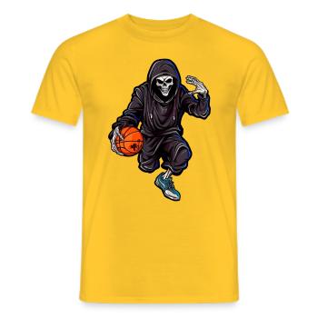 Crâne en combinaison de jogging avec ballon de basket-ball - T-shirt homme - jaune - Devant - AI Model Male 178 dark (178cm)