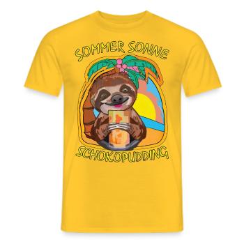 Sloth Summer Sun Chocolate Pudding Men's T-Shirt - Men's T-Shirt - yellow - Front - AI Model Male 178 dark (178cm)