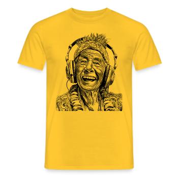 Hippie Harmony: Timeless Music T-Shirt Adventure - Men's T-Shirt - yellow - Front - AI Model Male 178 dark (178cm)