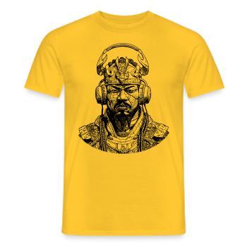 Futur-Samurai Musik Streetwear Shirt - Männer T-Shirt - Gelb - Vorne - AI Model Male 178 dark (178cm)