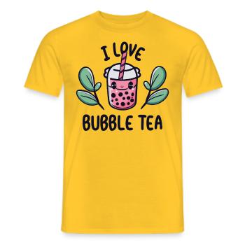 Bubble Tea Dreams - Love, Life, Bubble Tea! - Men's T-Shirt - yellow - Front - AI Model Male 178 dark (178cm)