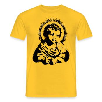 Kitschige Jesus | Jesus als Kind Heiligenschein - Männer T-Shirt - Gelb - Vorne - AI Model Male 178 dark (178cm)