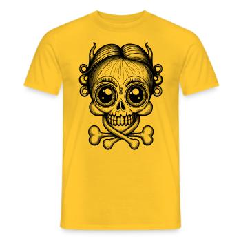 Fascination of horror: shirt, cute skull - Men's T-Shirt - yellow - Front - AI Model Male 178 dark (178cm)