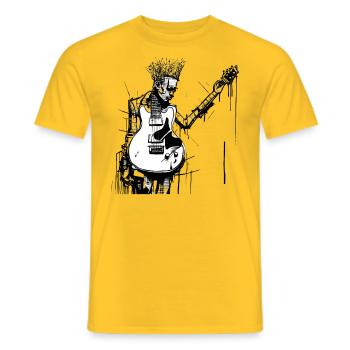 Titel: Punkrock-Gitarrist Sweatshirt T-Shirt - Männer T-Shirt - Gelb - Vorne - AI Model Male 178 dark (178cm)