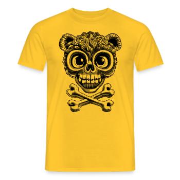 Punky Teddy Skull Shirt: Provocative Message - Men's T-Shirt - yellow - Front - AI Model Male 178 dark (178cm)