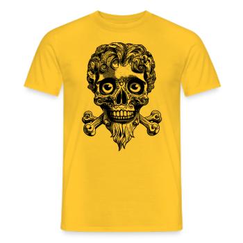 Shadowed Shirt: Einzigartiges Totenkopf-Mysterium - Männer T-Shirt - Gelb - Vorne - AI Model Male 178 dark (178cm)