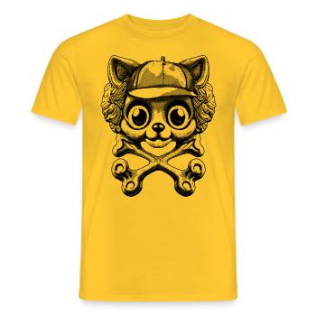 Adventure Cat Style: Pirate shirt with bones. - Men's T-Shirt - yellow - Front - AI Model Male 178 dark (178cm)