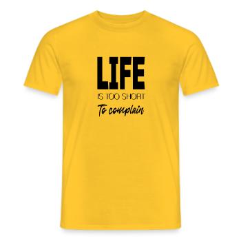 La vie est trop courte - T-shirt homme - jaune - Devant - AI Model Male 178 dark (178cm)