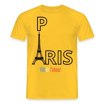 Paris - T-shirt homme - jaune - Devant - AI Model Male 178 dark (178cm)