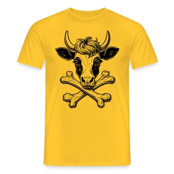 Pirates vaches amoureux de la nature : Lucky Skull - T-shirt homme - jaune - Devant - AI Model Male 178 dark (178cm)