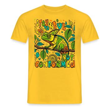 Chemise caméléon unique : Afficher la couleur - T-shirt homme - jaune - Devant - AI Model Male 178 dark (178cm)