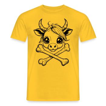 Cool Kids T-Shirt: Cartoon-Piraten-Stier - Männer T-Shirt - Gelb - Vorne - AI Model Male 178 dark (178cm)