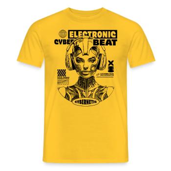 Futuristic electronic shirt for music fans - Men's T-Shirt - yellow - Front - AI Model Male 178 dark (178cm)