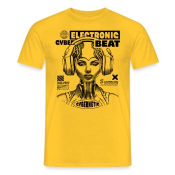 Techno Shirt: Futuristic EDM Princess - Men's T-Shirt - yellow - Front - AI Model Male 178 dark (178cm)