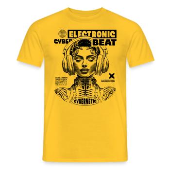 Hypnotisches Techno T-Shirt: Space Princess Design - Männer T-Shirt - Gelb - Vorne - AI Model Male 178 dark (178cm)