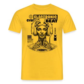 Cyber Beats shirt with futuristic design - Men's T-Shirt - yellow - Front - AI Model Male 178 dark (178cm)