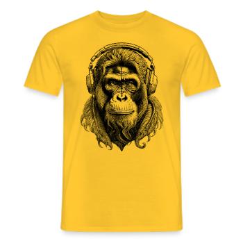 Funny Monkey Illustration Streetwear T-Shirt - Men's T-Shirt - yellow - Front - AI Model Male 178 dark (178cm)