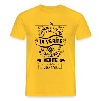 Jean 1717 noir - T-shirt homme - jaune - Devant - AI Model Male 178 dark (178cm)