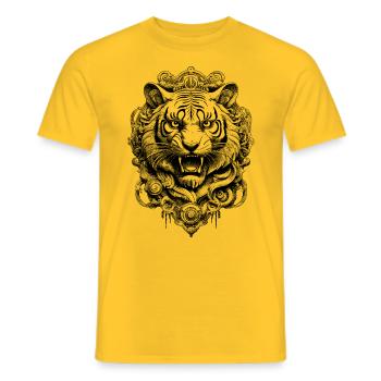 Futuristisches Tiger T-Shirt für Naturfreunde - Männer T-Shirt - Gelb - Vorne - AI Model Male 178 dark (178cm)