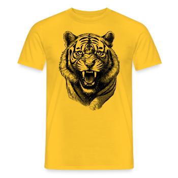 Aggressiver Tiger Shirt für Fitnessstudio - Männer T-Shirt - Gelb - Vorne - AI Model Male 178 dark (178cm)