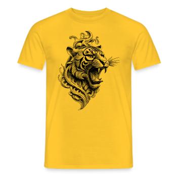 Urbanes Tiger Shirt für wilde Styles - Männer T-Shirt - Gelb - Vorne - AI Model Male 178 dark (178cm)