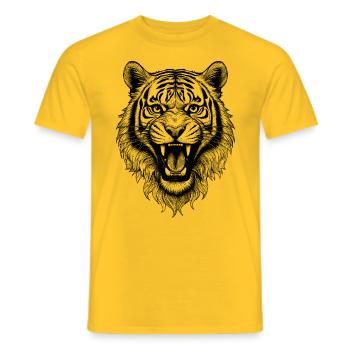 Power und Wildheit im Tiger T-Shirt - Männer T-Shirt - Gelb - Vorne - AI Model Male 178 dark (178cm)