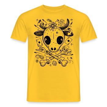 Chemise de style de rue de vache comique avec des icônes de casino - T-shirt homme - jaune - Devant - AI Model Male 178 dark (178cm)