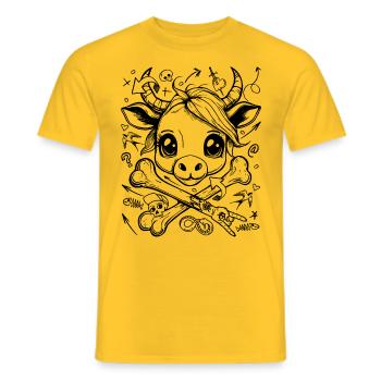 T-shirt streetwear mignon câlin de vache comique - T-shirt homme - jaune - Devant - AI Model Male 178 dark (178cm)