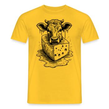 Chemise à raclette Alm avec une touche suisse rustique - T-shirt homme - jaune - Devant - AI Model Male 178 dark (178cm)
