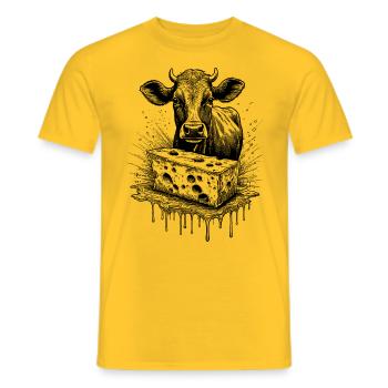 Kunstvolles Raclette-Shirt mit rustikalem Kuhmotiv - Männer T-Shirt - Gelb - Vorne - AI Model Male 178 dark (178cm)