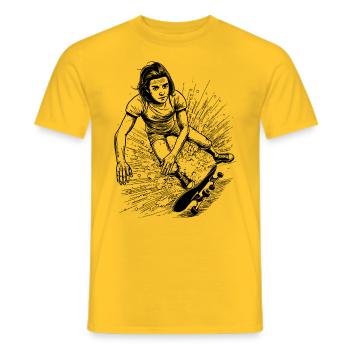 Humorvolles Skateboard-Sturz-T-Shirt Design - Männer T-Shirt - Gelb - Vorne - AI Model Male 178 dark (178cm)
