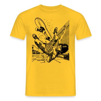Großer Fall – Dynamik und Humor im Skater-T-Shirt - Männer T-Shirt - Gelb - Vorne - AI Model Male 178 dark (178cm)