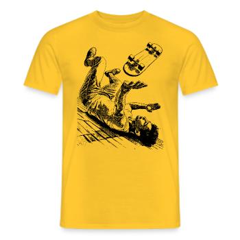 Funny Skater Scene – Cool Crash Shirt - Men's T-Shirt - yellow - Front - AI Model Male 178 dark (178cm)