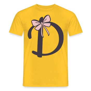 Initial letter D ribbon - Men's T-Shirt - yellow - Front - AI Model Male 178 dark (178cm)