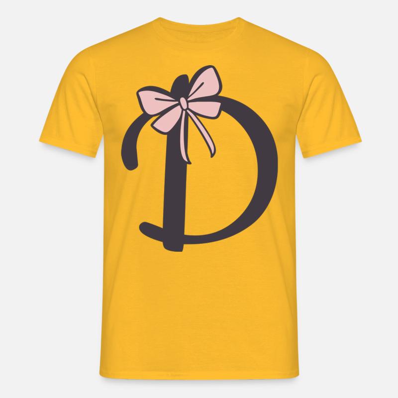 Anfangsbuchstabe D Schleifchen - Männer T-Shirt - Gelb