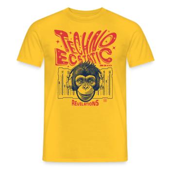 Euphorische Beats: Affen-Shirt und Techno-Kultur - Männer T-Shirt - Gelb - Vorne - AI Model Male 178 dark (178cm)