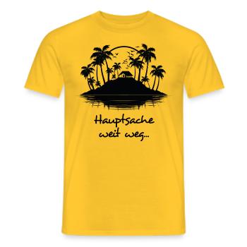 Hauptsache Weit Weg - dunkel - Männer T-Shirt - Gelb - Vorne - AI Model Male 178 dark (178cm)