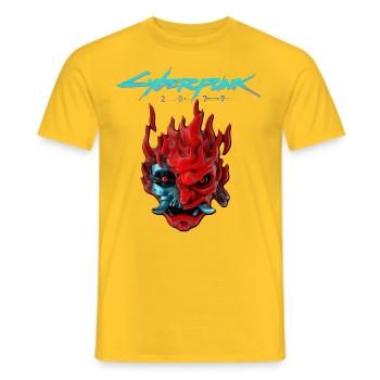 cyberpunk2077 - Männer T-Shirt - Gelb - Vorne - AI Model Male 178 dark (178cm)