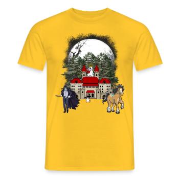 Castle Horse Fantasy Fairy Tale Fairy Tale Character Castle - Men's T-Shirt - yellow - Front - AI Model Male 178 dark (178cm)